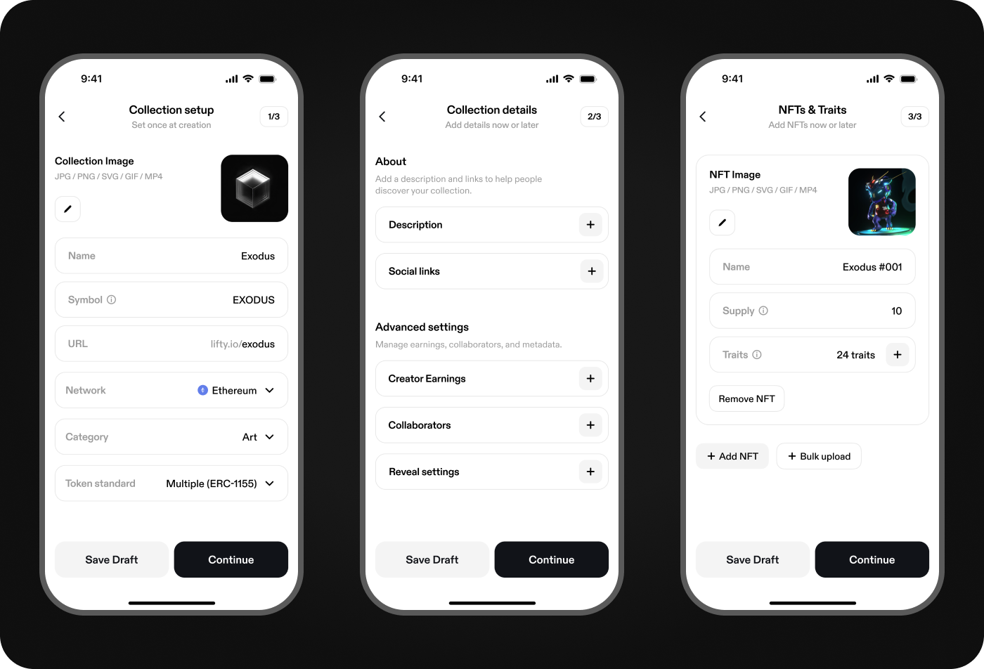 Collection setup steps
